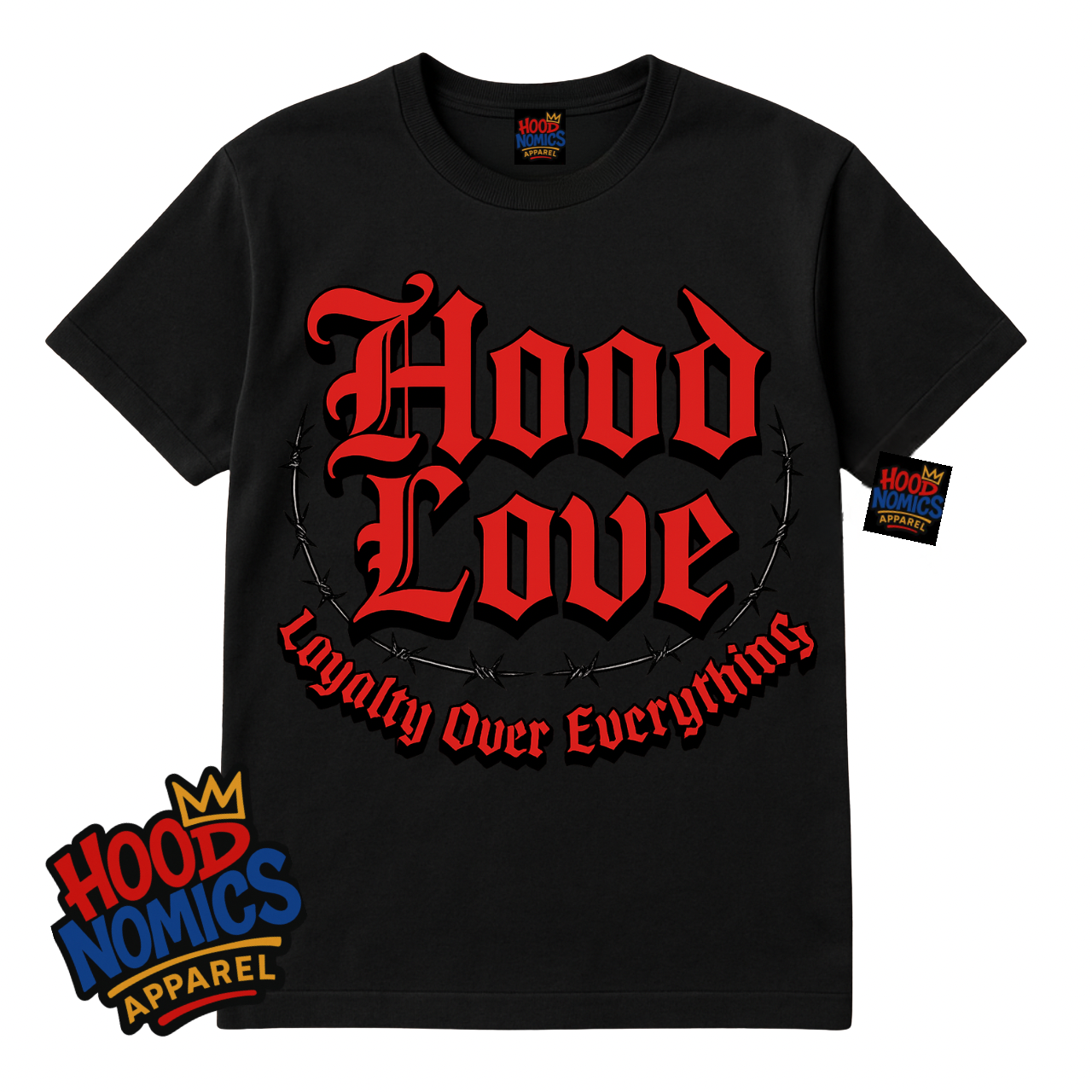 Hood Love™ – Loyalty Over Everything Tee
by Hoodnomics Apparel™