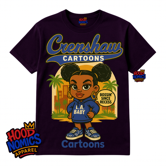 Crenshaw Cartoons™: L.A. Baby Tee — Hoodnomics Apparel™